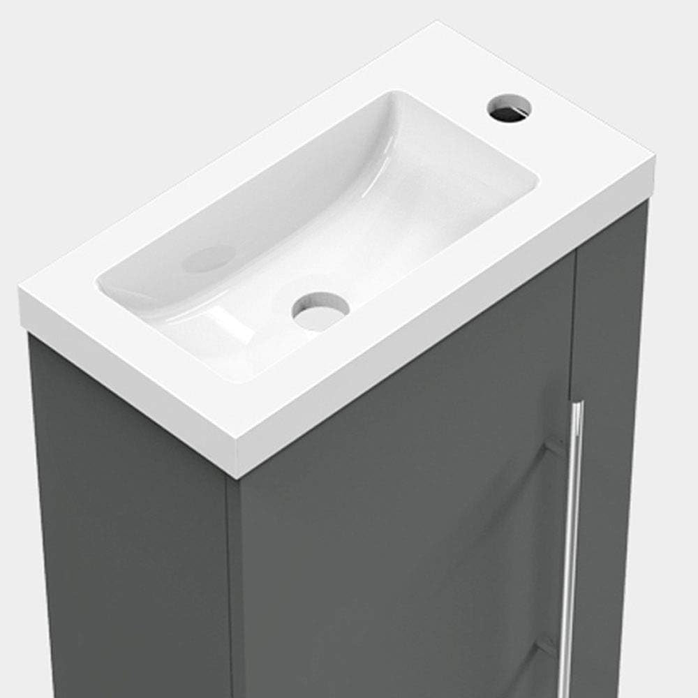 Grey Cloakroom Wall Hung Vanity Unit with Basin Compact Sink Storage Cabinet