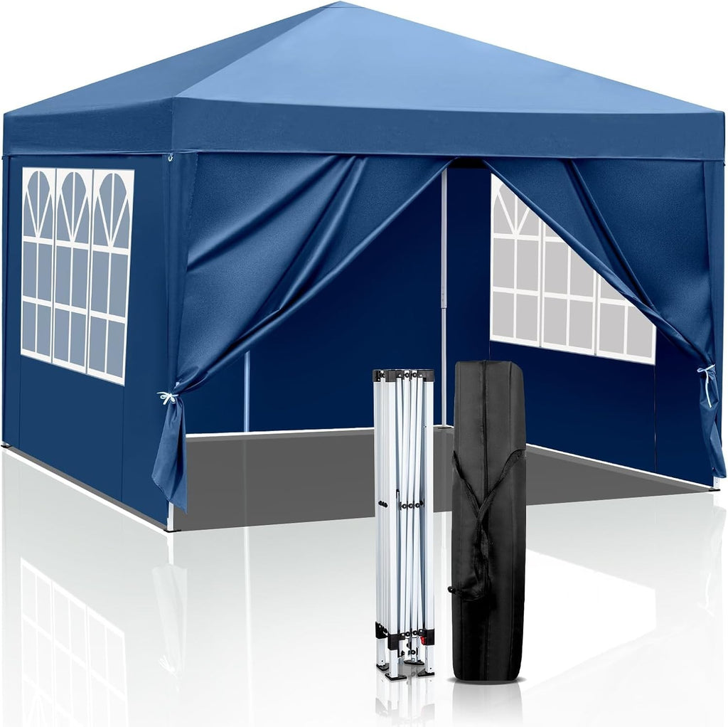 3x3M Blue Pop Up Gazebo with Sides Waterproof Garden Party Tent Outdoor Canopy