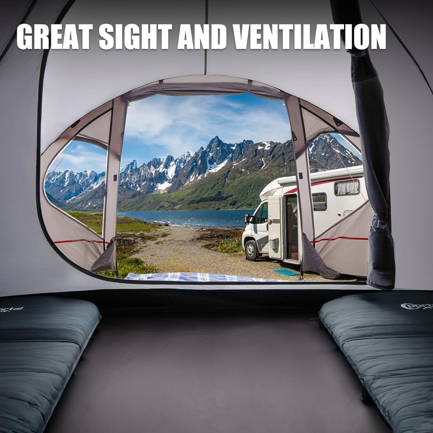 3-4 Man Camping Tent with Porch 4000mm Waterproof Family Dome