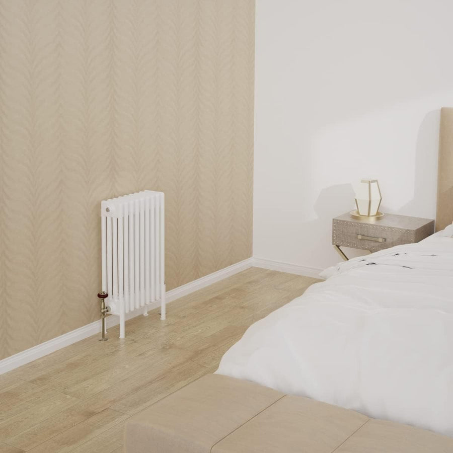 Quadruple Column Horizontal Radiator 600x425mm White Cast Iron Style