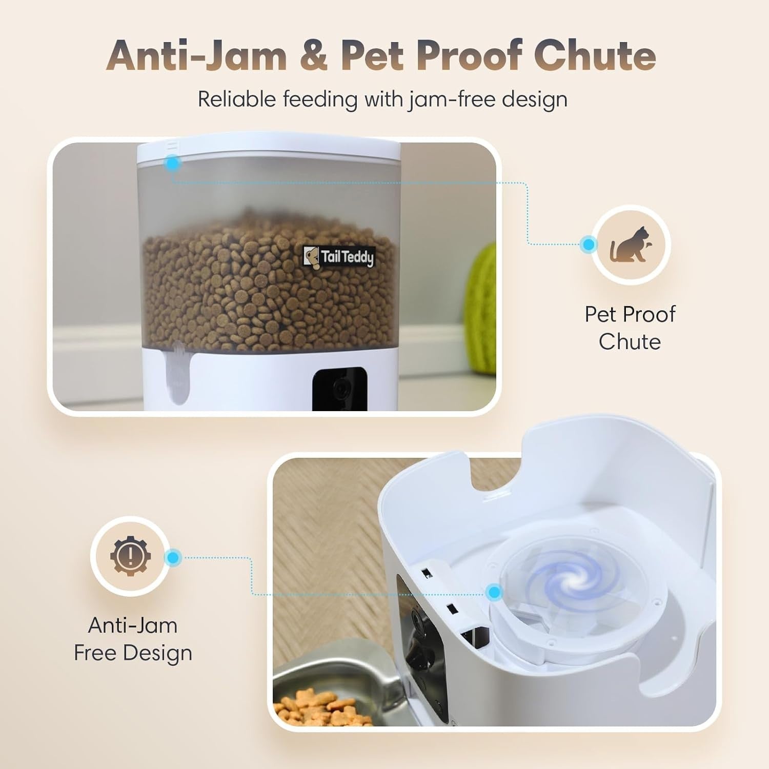 Smart Cat Feeder Dual Camera AI Detection WiFi App Control 6L Auto