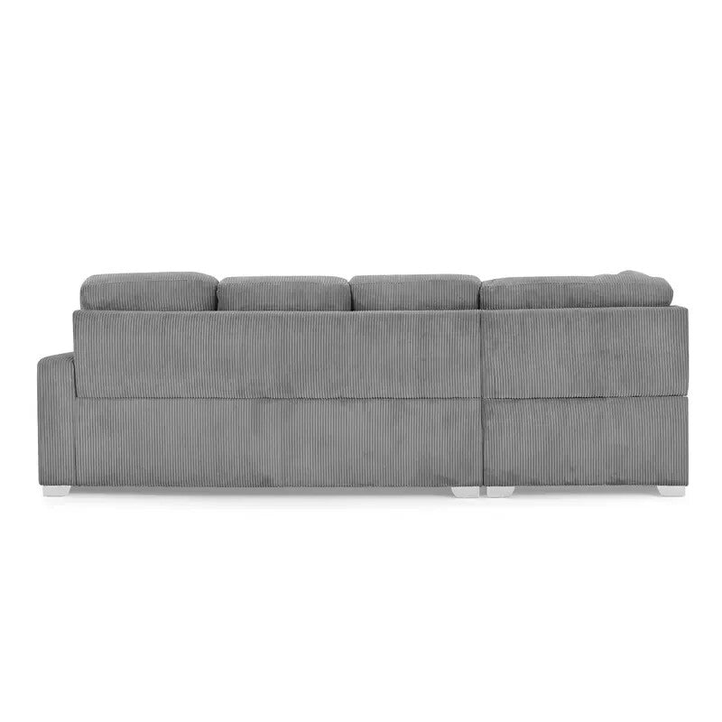 Left Hand Corner Sofa Dark Grey Jumbo Cord Chaise 4 Seater Deep Cushions