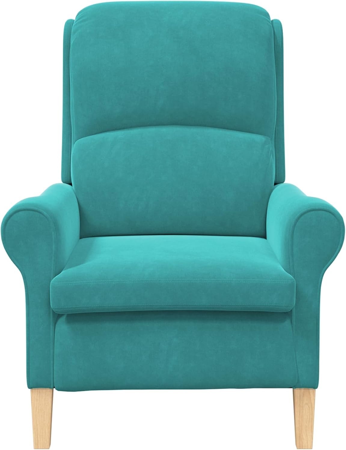 Turquoise Recliner Armchair Fabric Wingback Chair Wood Legs Lounge