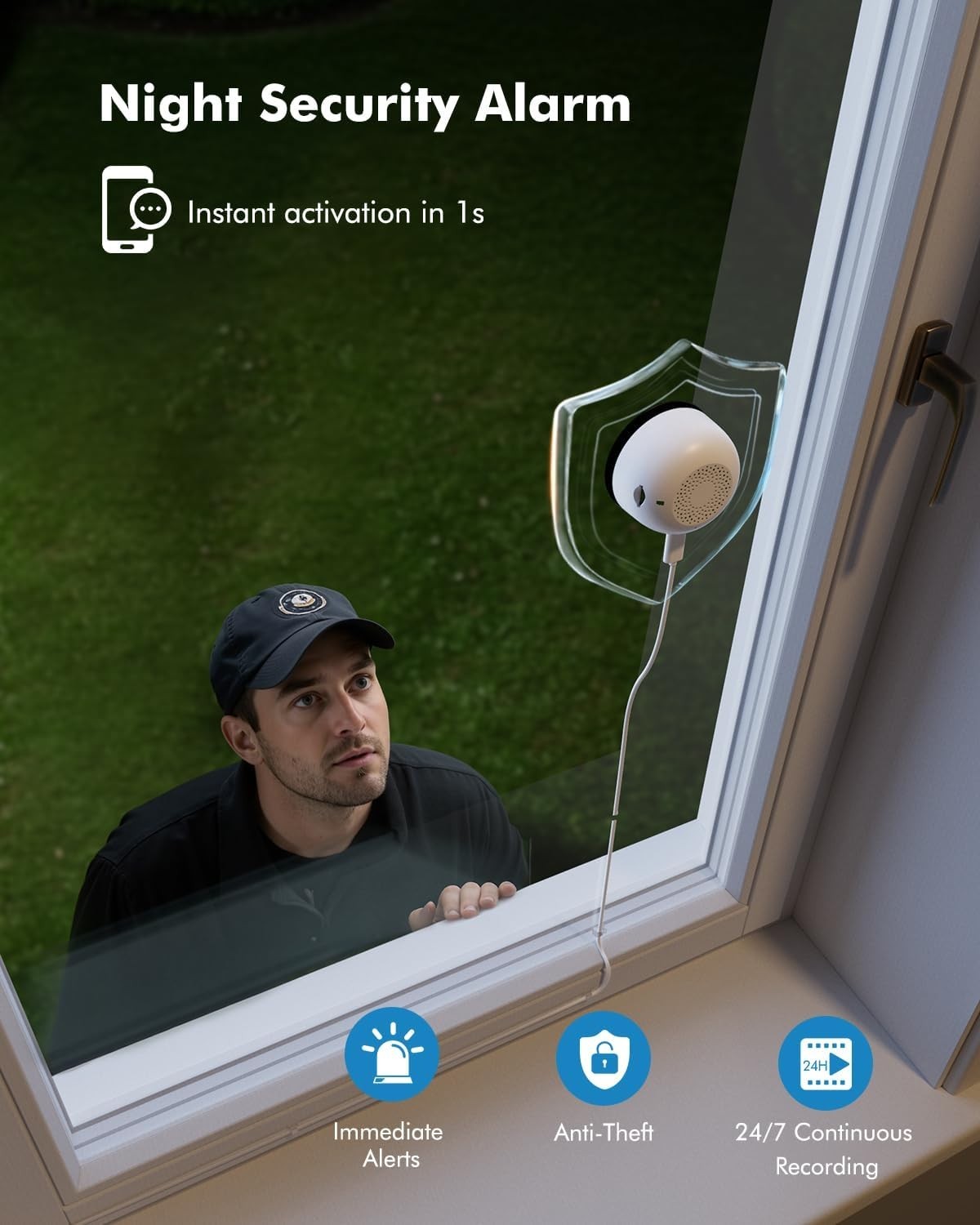 2K Window Security Camera WiFi 5GHz Through Glass Night Vision 24/7