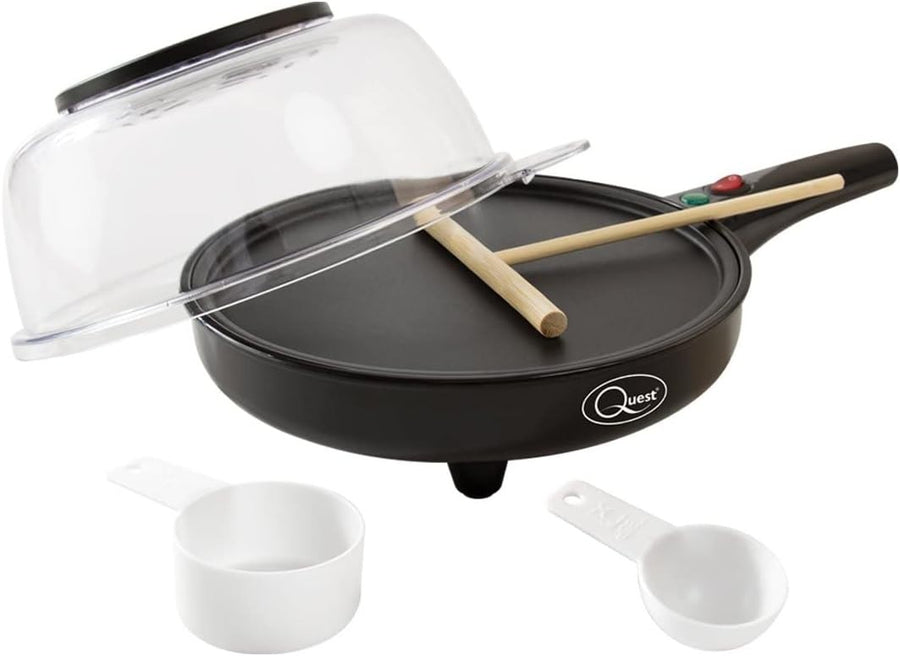 2-in-1 Popcorn & 8" Crepe Maker Non-Stick Electric Pan 800W