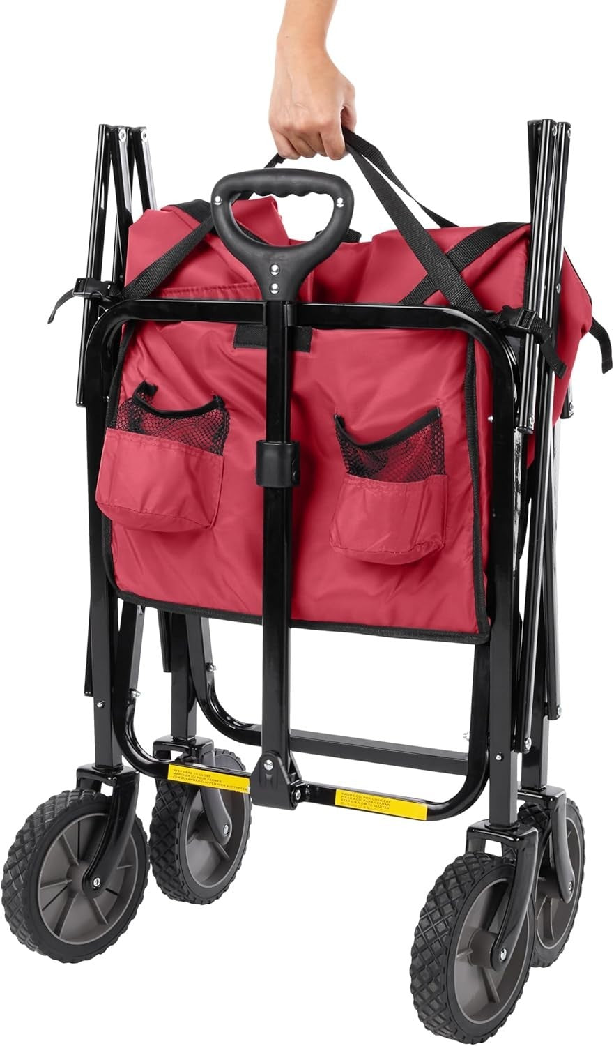 Red Heavy Duty Collapsible Utility Wagon Foldable Outdoor Camping Garden Trolley