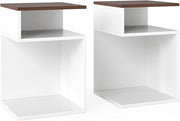 Modern S-Shaped Side Tables 2PC Set • Small Space Nightstands • Open Storage