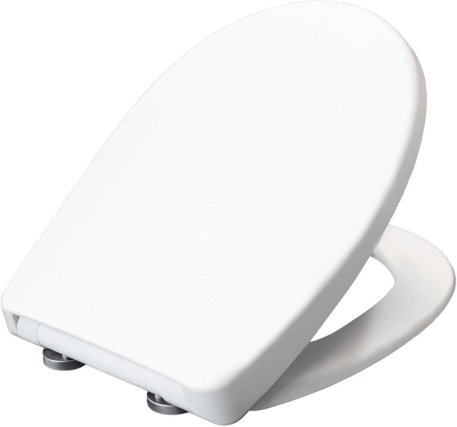 Soft Close Toilet Seat Oval Quick Release Adjustable Steel Hinges White