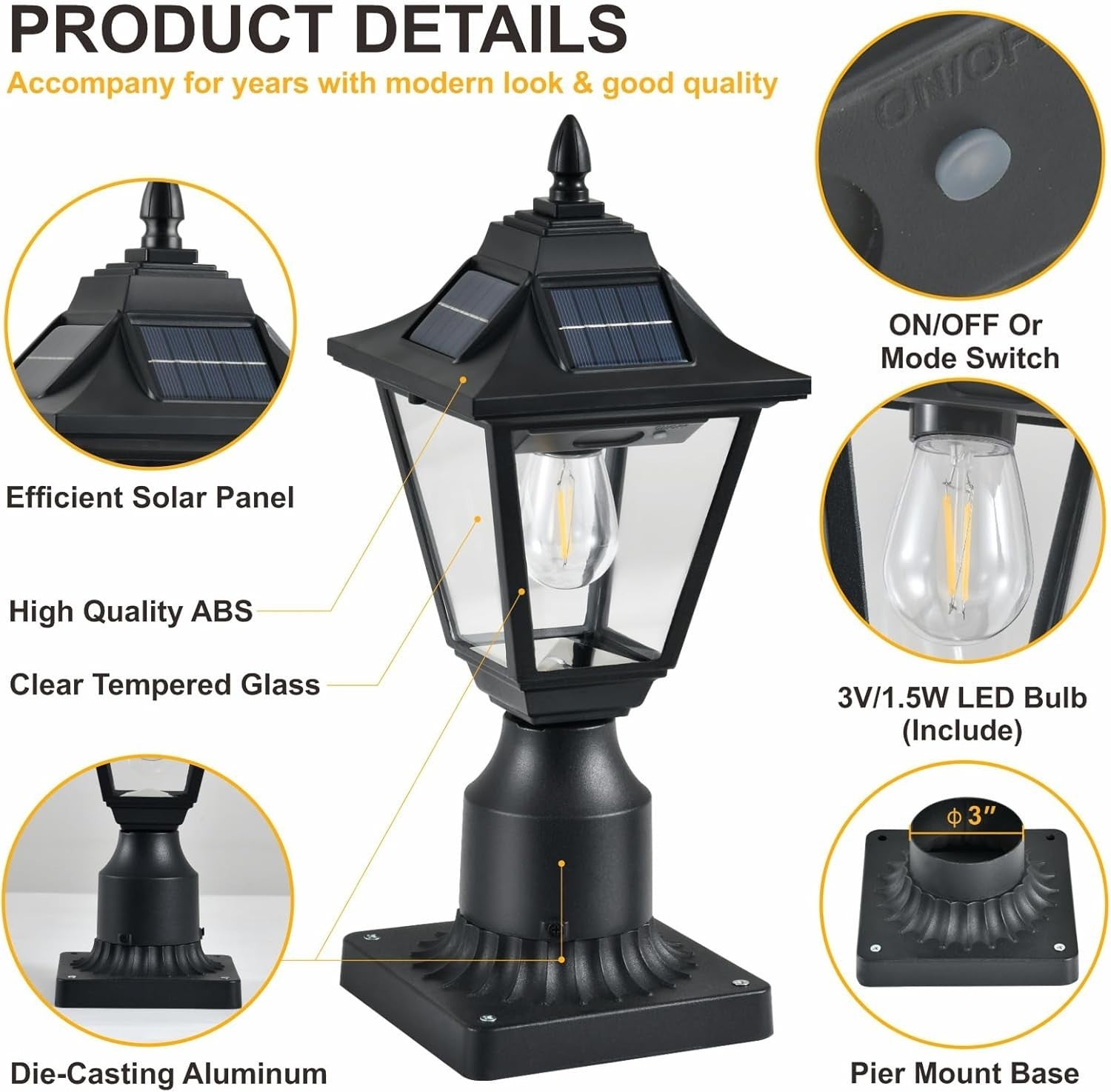 2 Pack Solar Post Lights Motion Sensor Outdoor Waterproof Garden Yard Lanterns