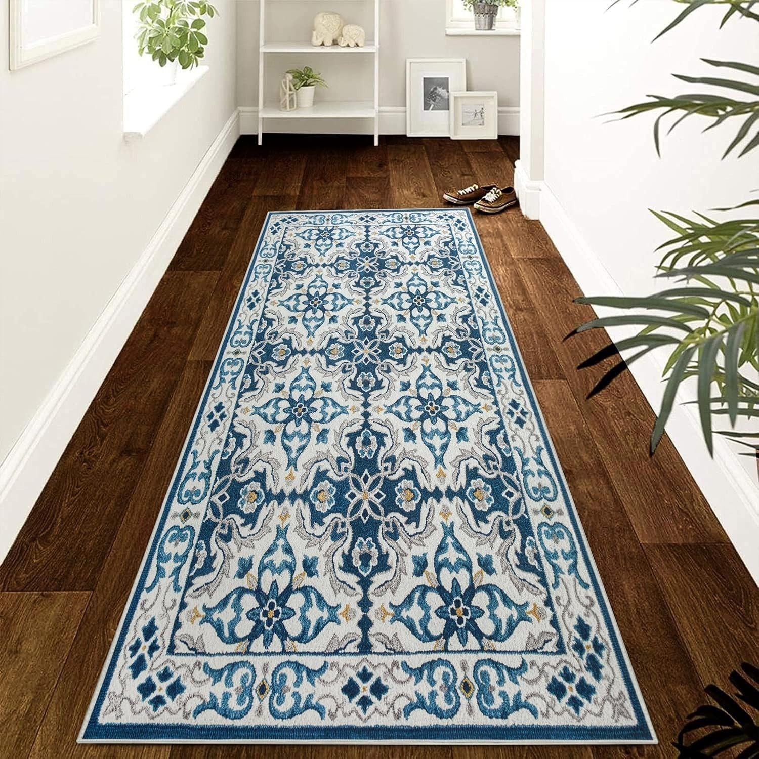 Vintage Floral Runner Rug 80x300cm Soft Touch Non-Slip Hallway Carpet Easy Clean