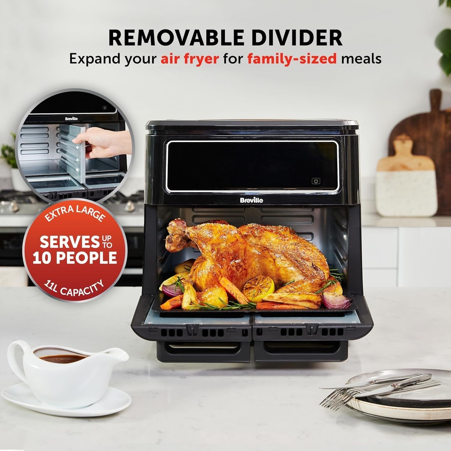 11L Digital Dual Zone Air Fryer Oven | Large Mesh Tray | 12-Way Cooking | Energy