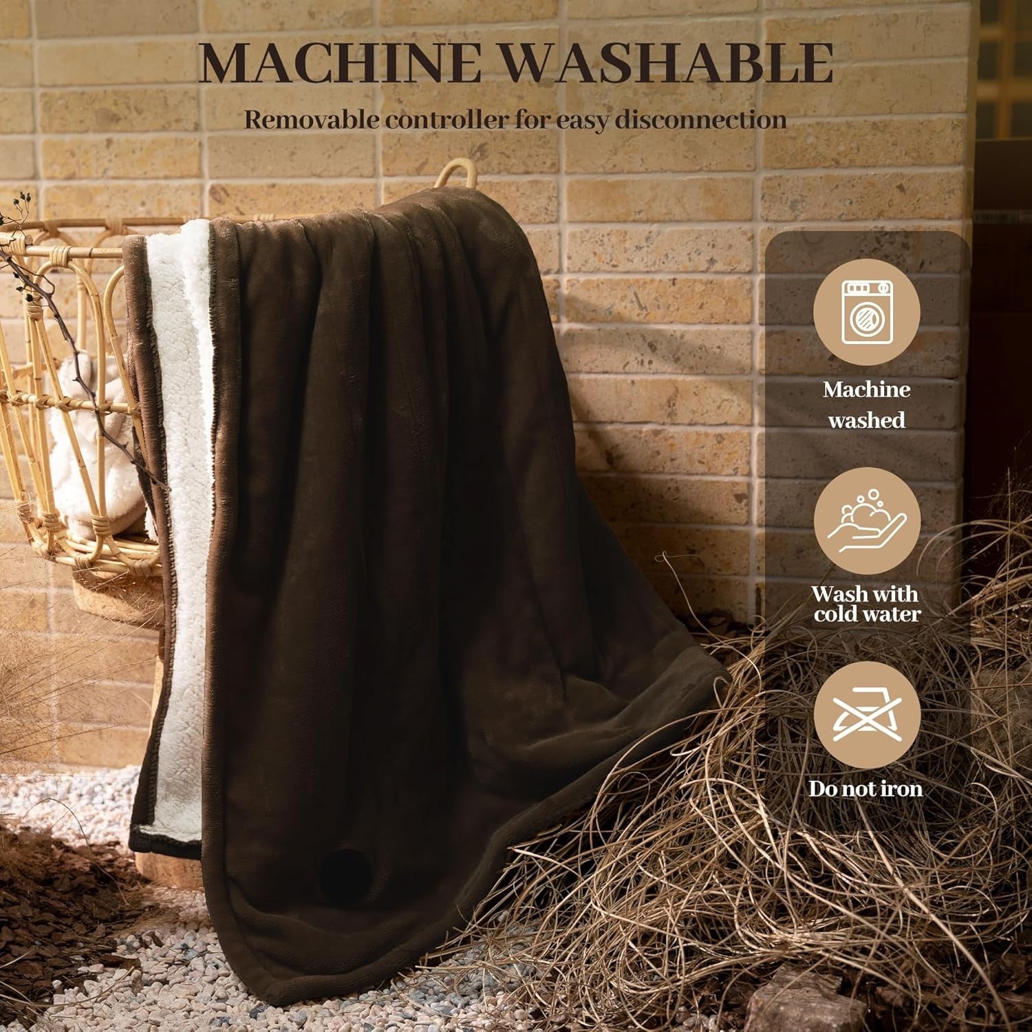 Electric Heated Throw Blanket 130x160cm 10 Heat Levels Auto Off Washable