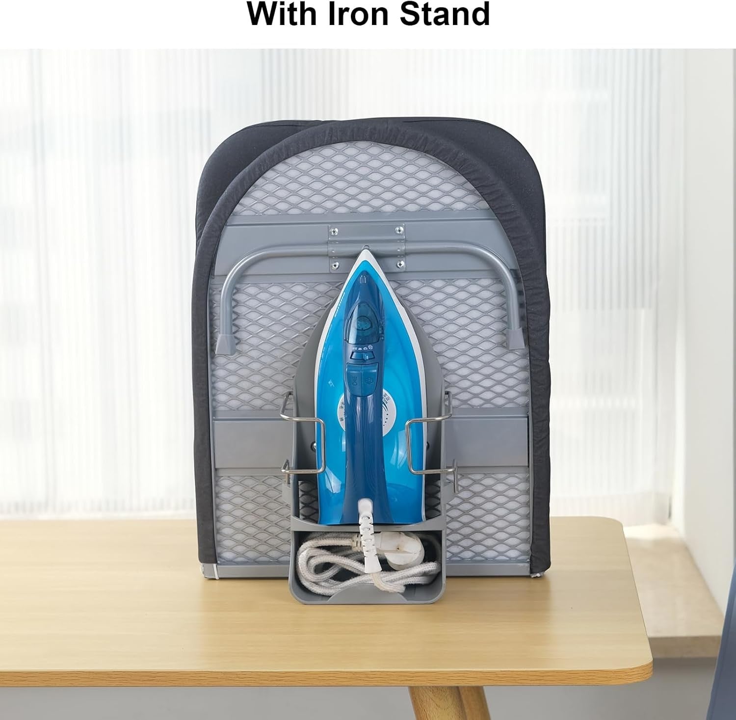 Compact Tabletop Ironing Board Foldable Mini Space Saving Black 89x33cm