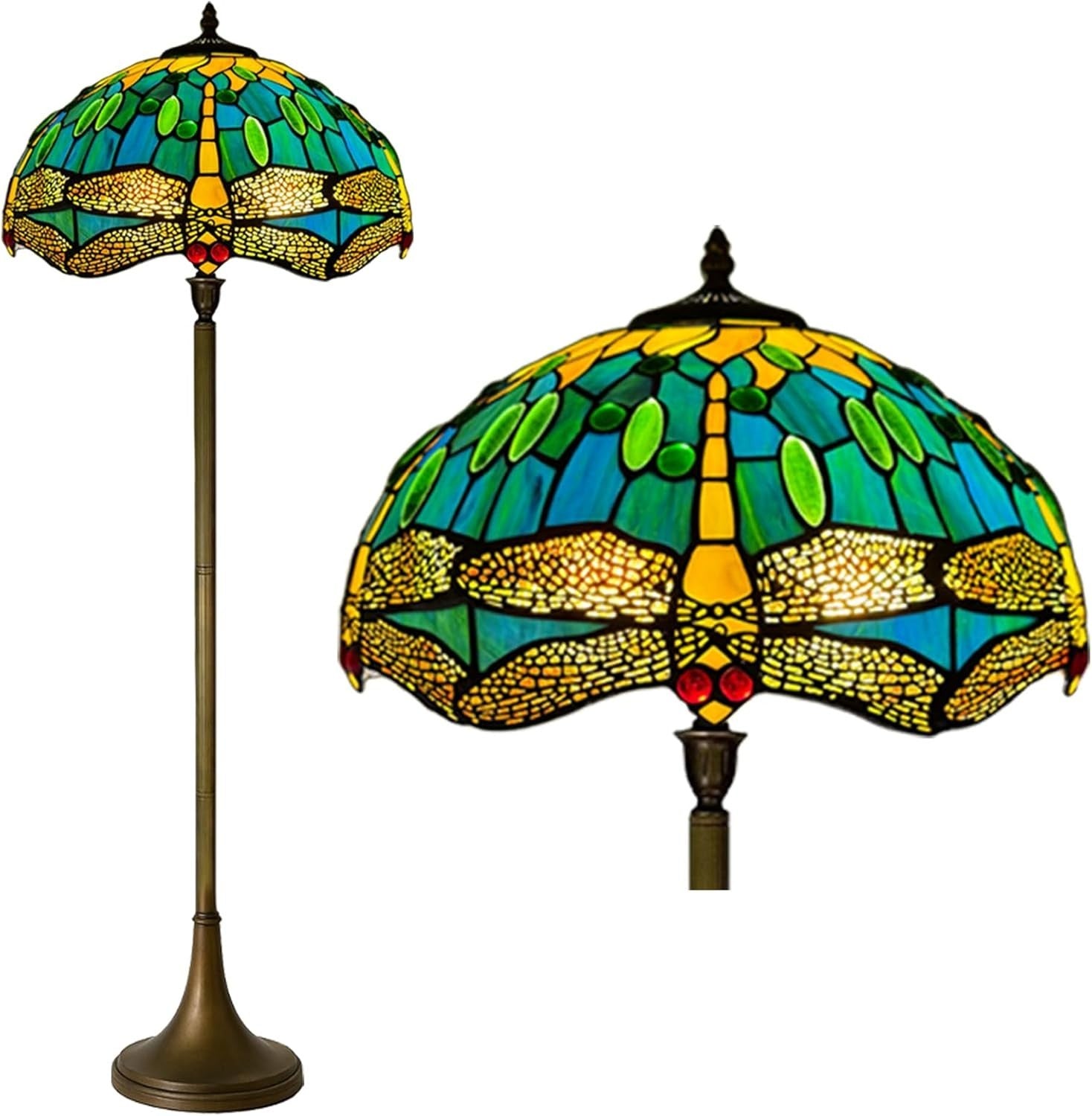 Handcrafted Stained Glass Floor Lamp 16in Tiffany Antique Style Home Light