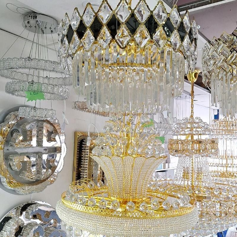 Luxury 50cm Crystal Chandelier Ceiling Light Gold Frame Modern LED E14 Bulbs