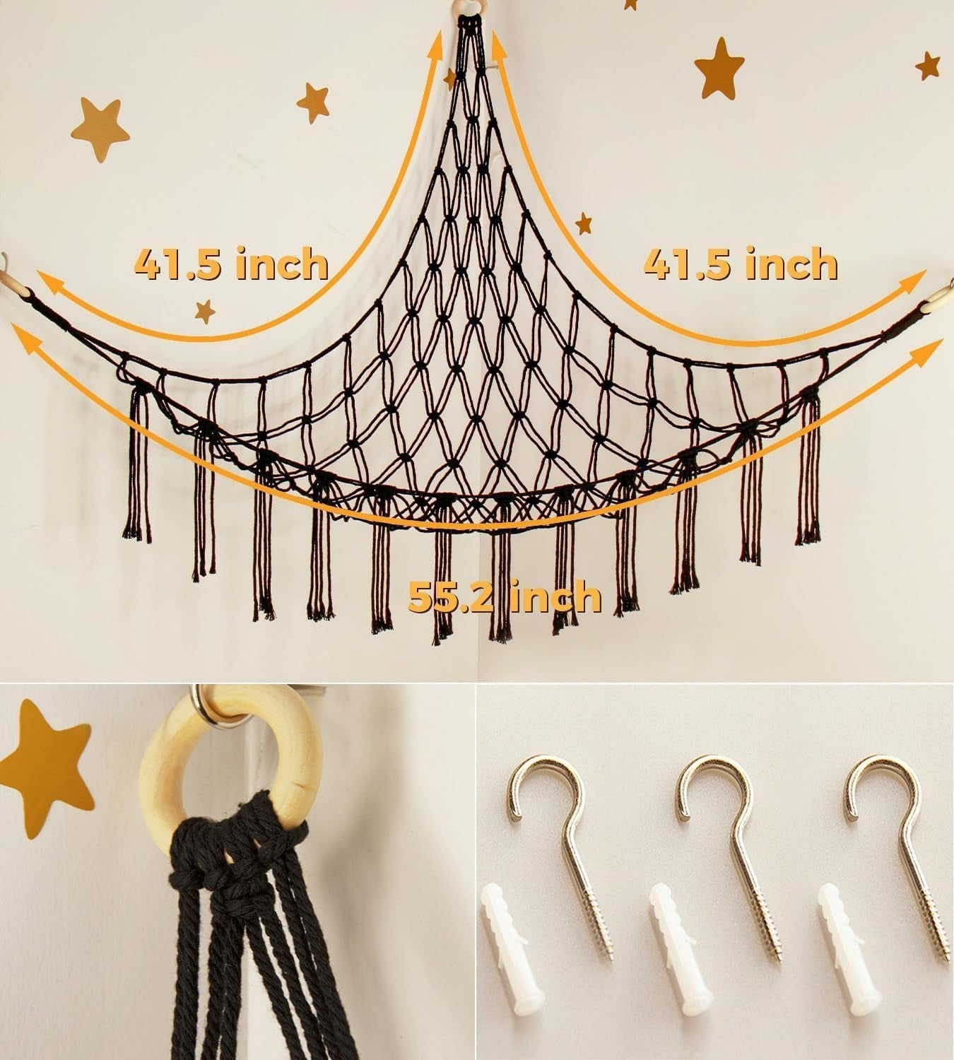 Toy Storage Hammock Net for Stuffed Animals - Wall Corner Mesh Organizer