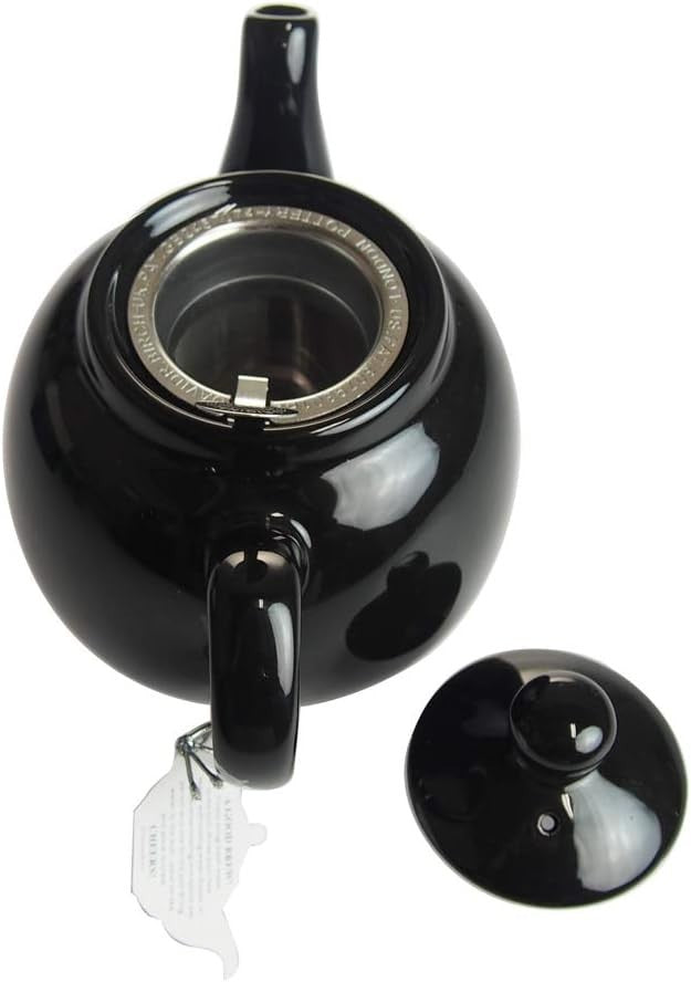 Ceramic Teapot with Infuser 600ml Gloss Black Loose Leaf Tea Pot