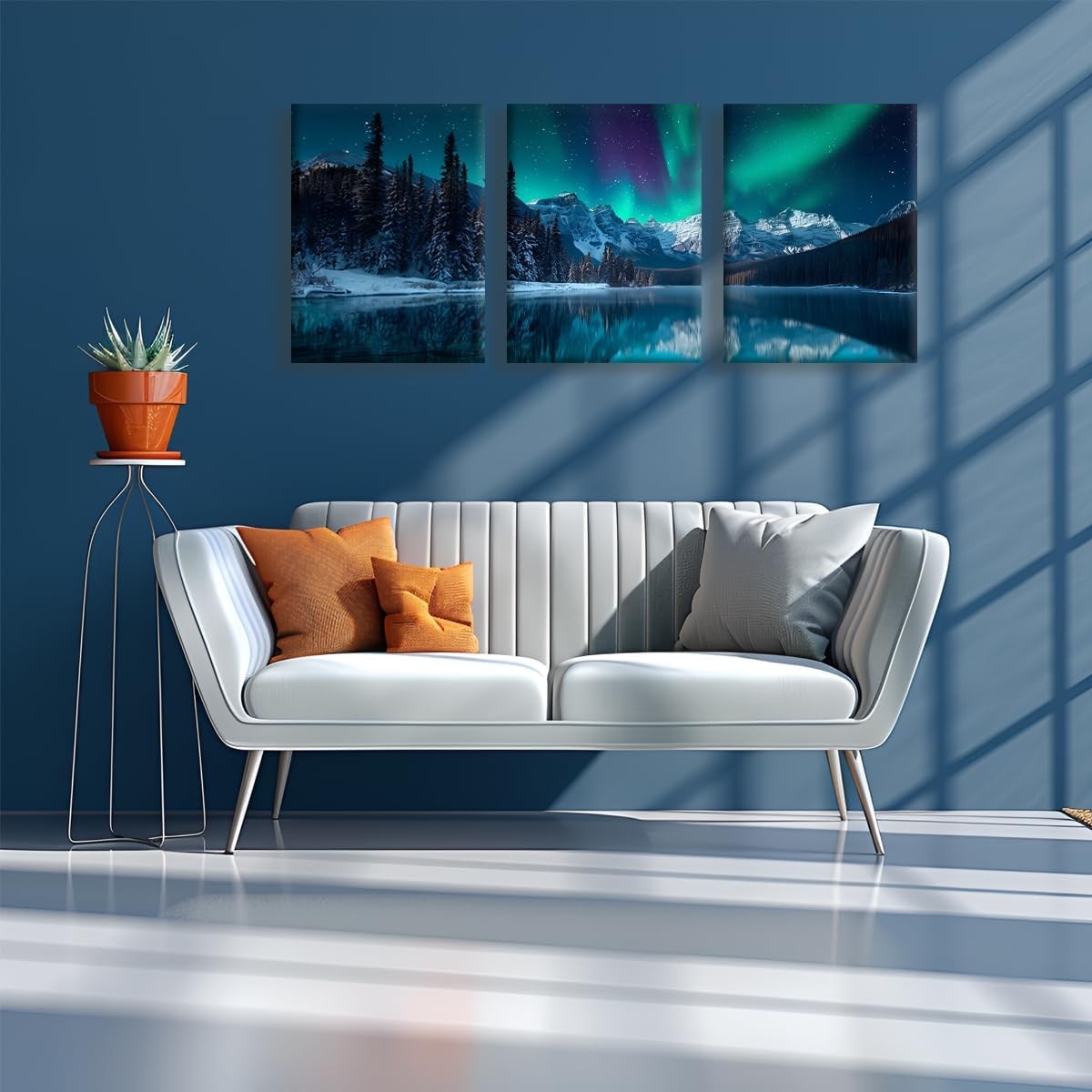 3-Piece Aurora Canvas Wall Art 30x40 cm Modern Framed Scenery Prints