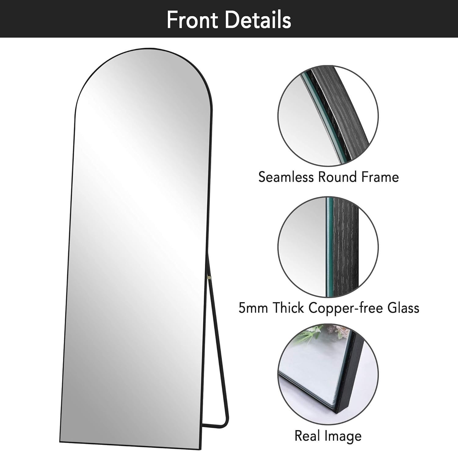 Large Arch Full Length Mirror 65"x22" Wall Leaning Modern Bedroom Decor