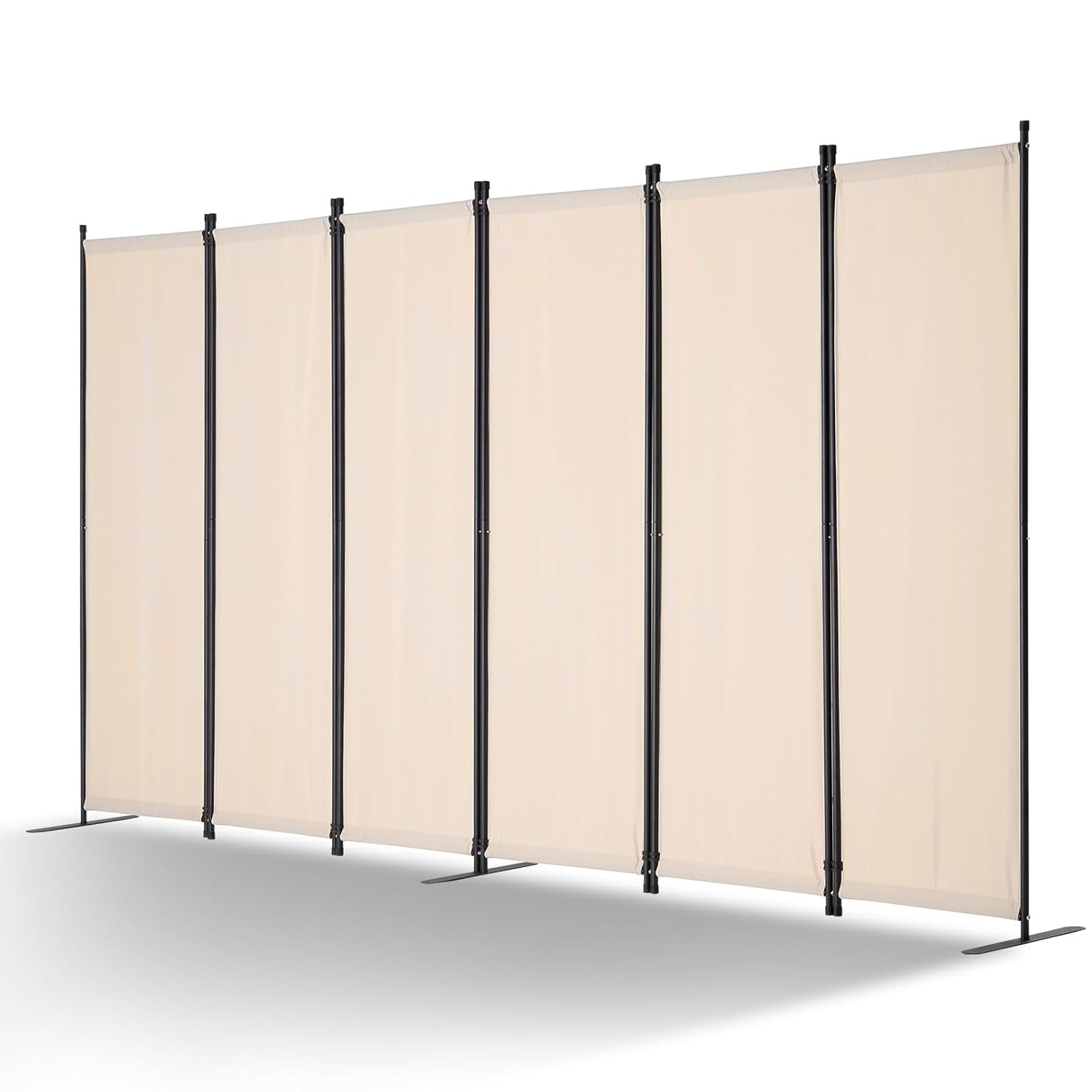 6 Panel Beige Folding Room Divider Privacy Screen Freestanding 317x181cm