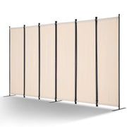 6 Panel Beige Folding Room Divider Privacy Screen Freestanding 317x181cm