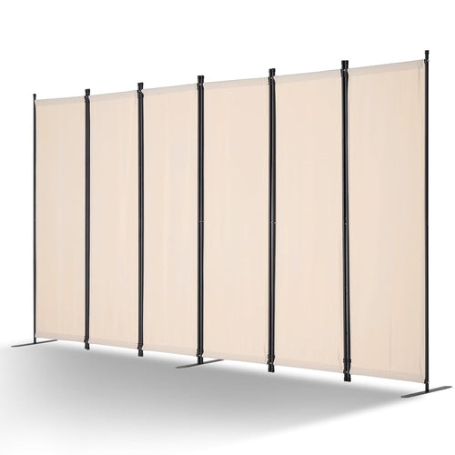 6 Panel Beige Folding Room Divider Privacy Screen Freestanding 317x181cm