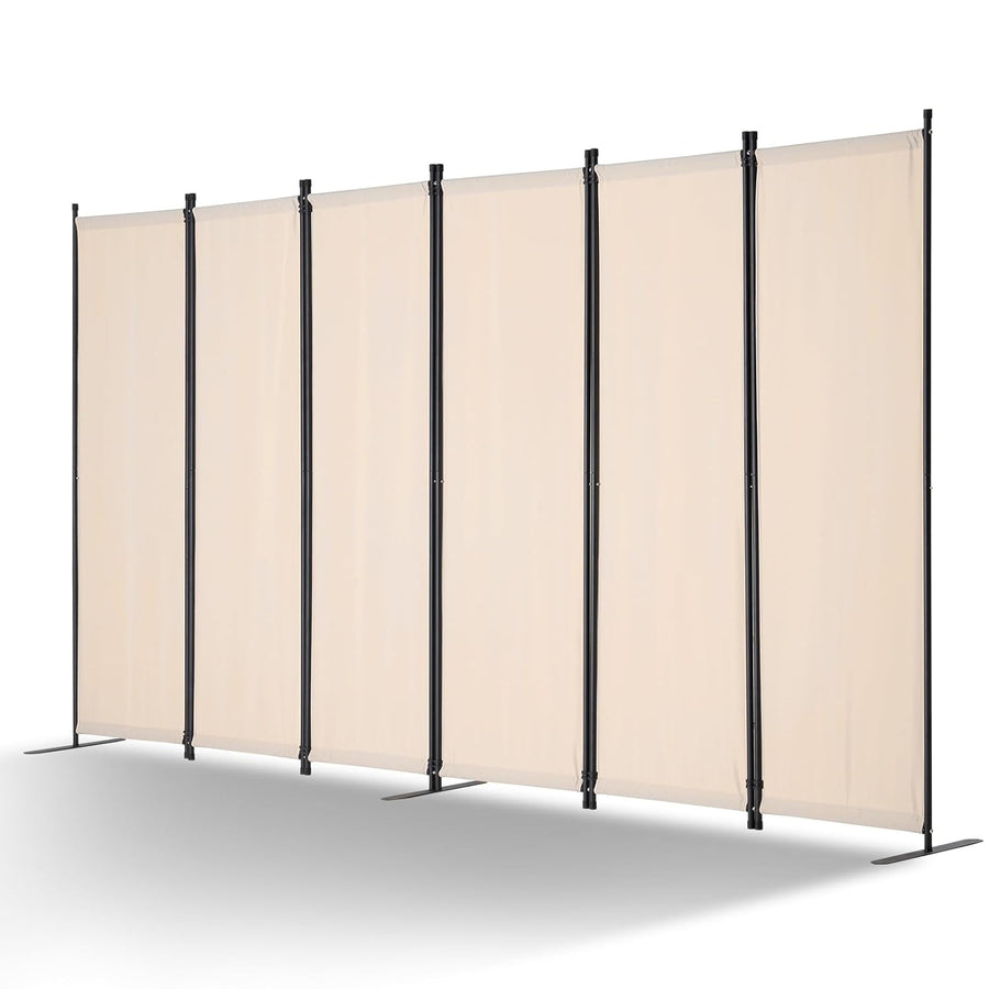 6 Panel Beige Folding Room Divider Privacy Screen Freestanding 317x181cm