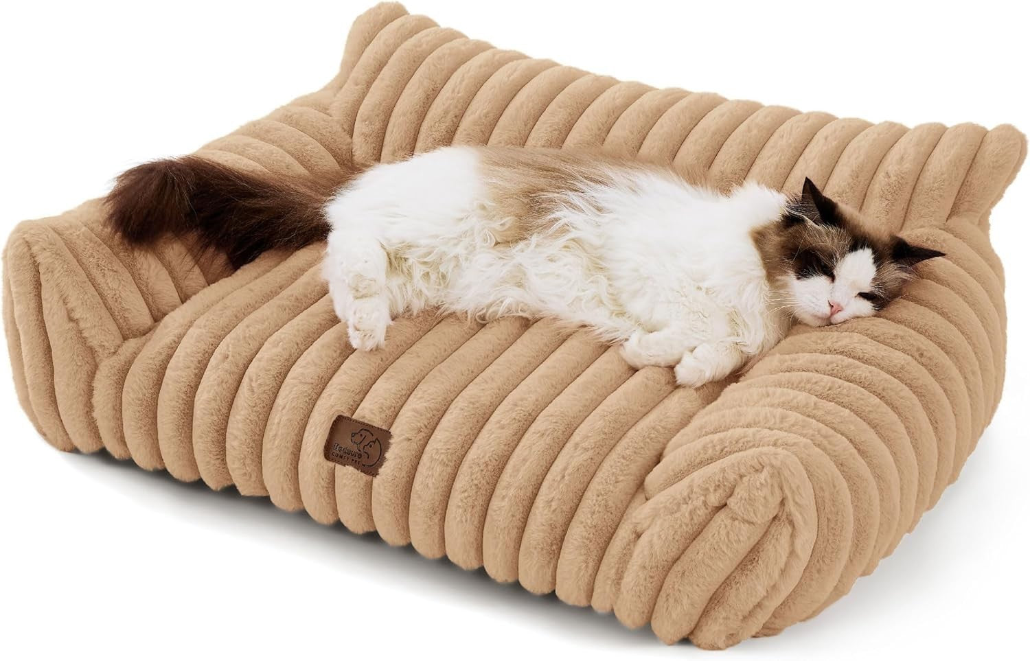 Washable Dog Sofa Bed Faux Fur Pet Couch 76cm Non Slip Removable Cover