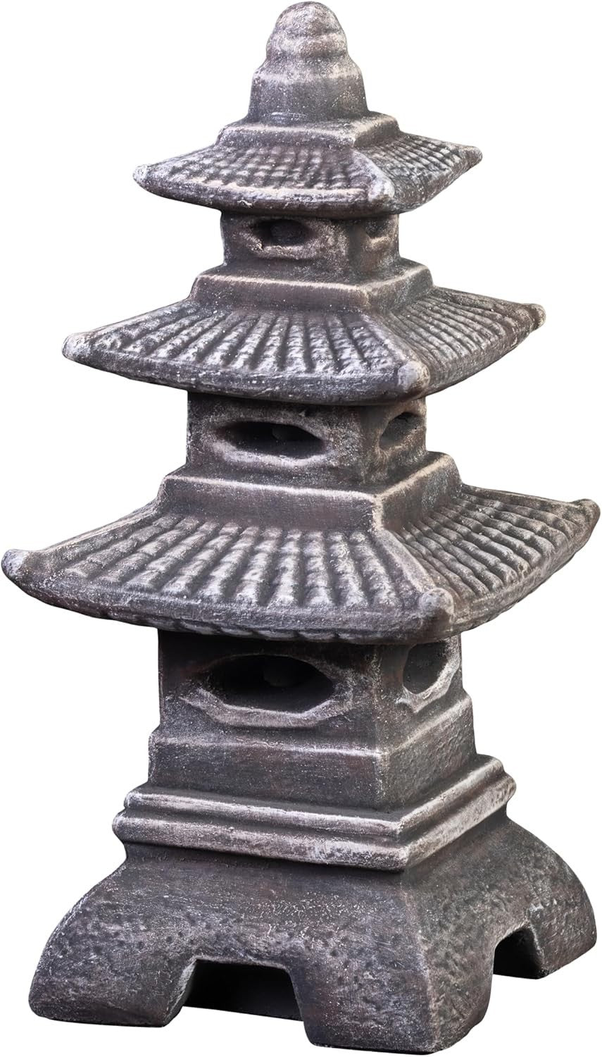 Japanese Stone Pagoda Lantern 46cm Frost Proof Cast Concrete Garden Decor