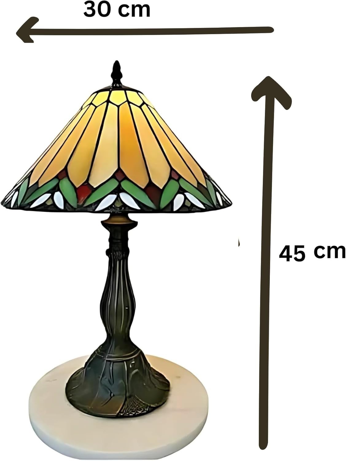 Vintage Tiffany Style Stained Glass Table Lamp – Handmade Bedside Light 12"