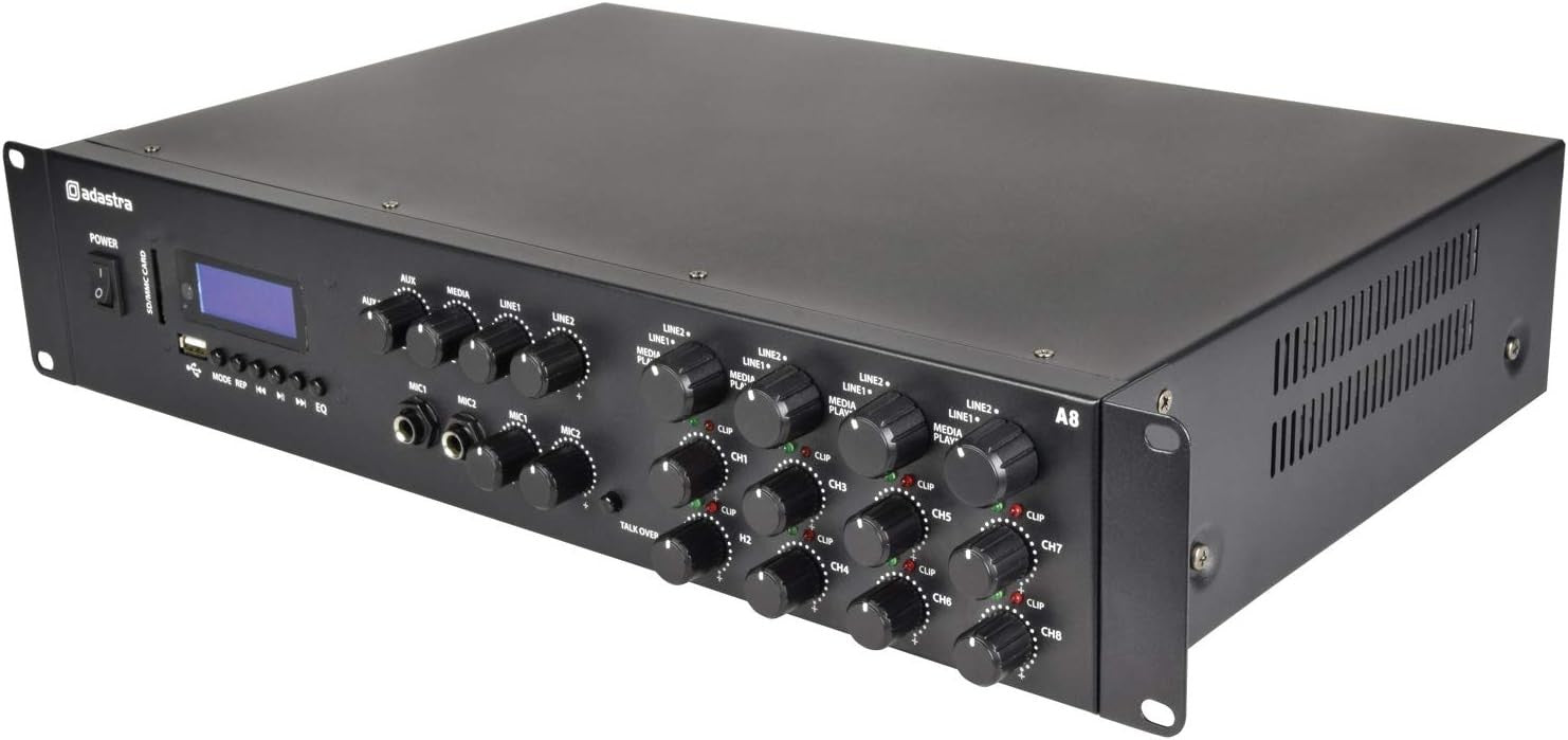 4-Channel Multi-Zone Stereo Amplifier 8x200W Bluetooth FM USB SD