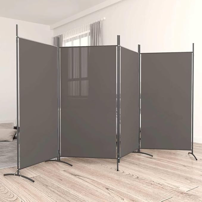 4 Panel Folding Room Divider Anthracite Privacy Screen 346x180cm Fabric
