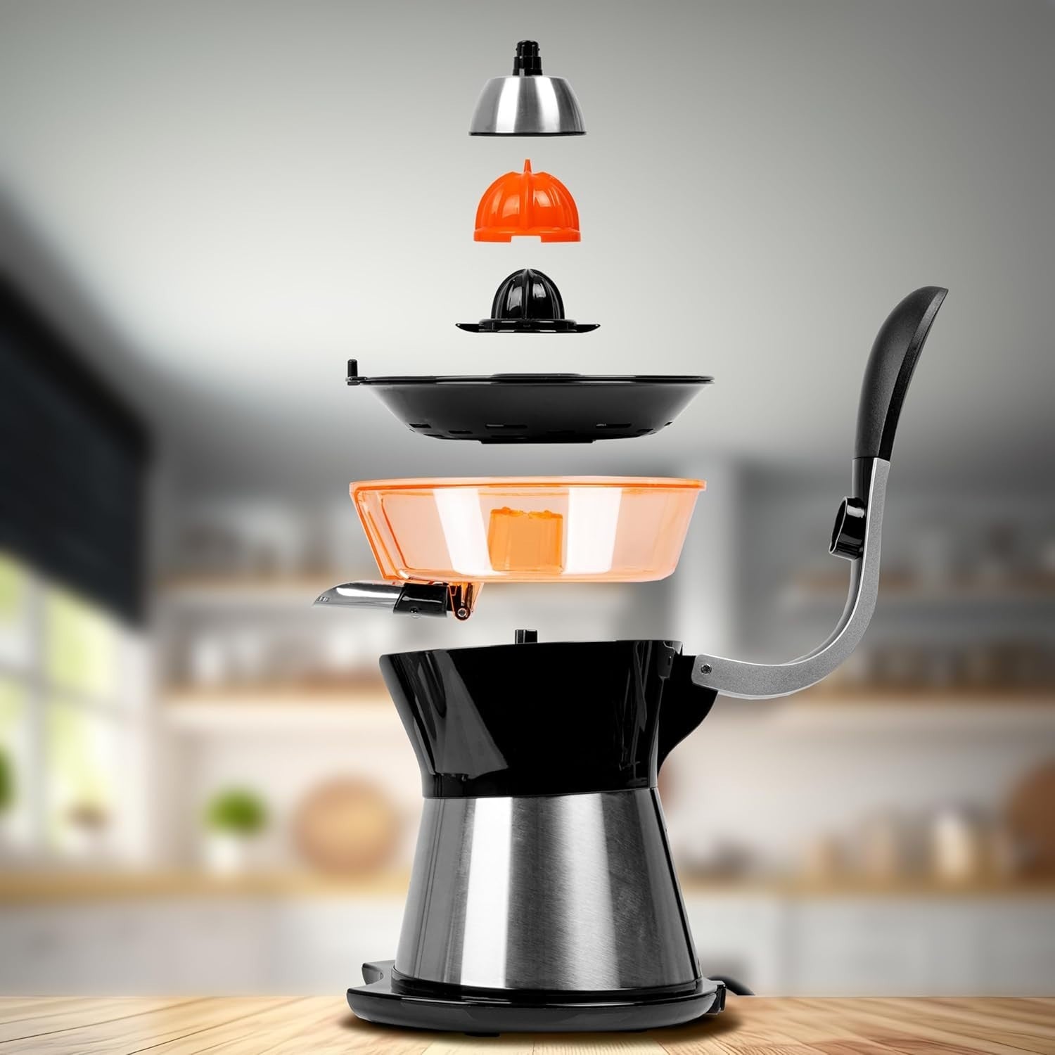 Electric Citrus Juicer 300W Stainless Steel Press 2 Cones Pulp Filter