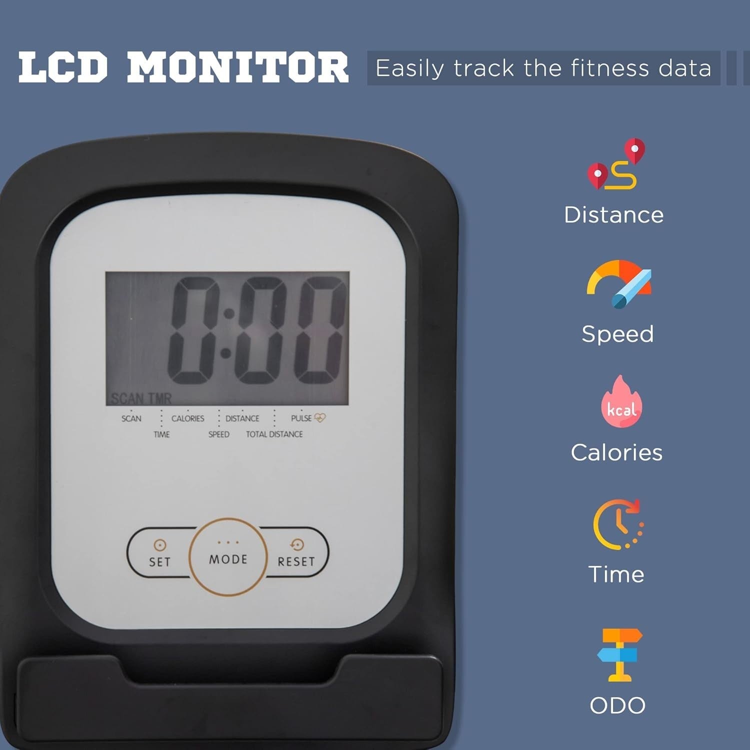 Exercise Bike LCD Display Quiet 8-Level Magnetic Resistance Adjustable Seat Home