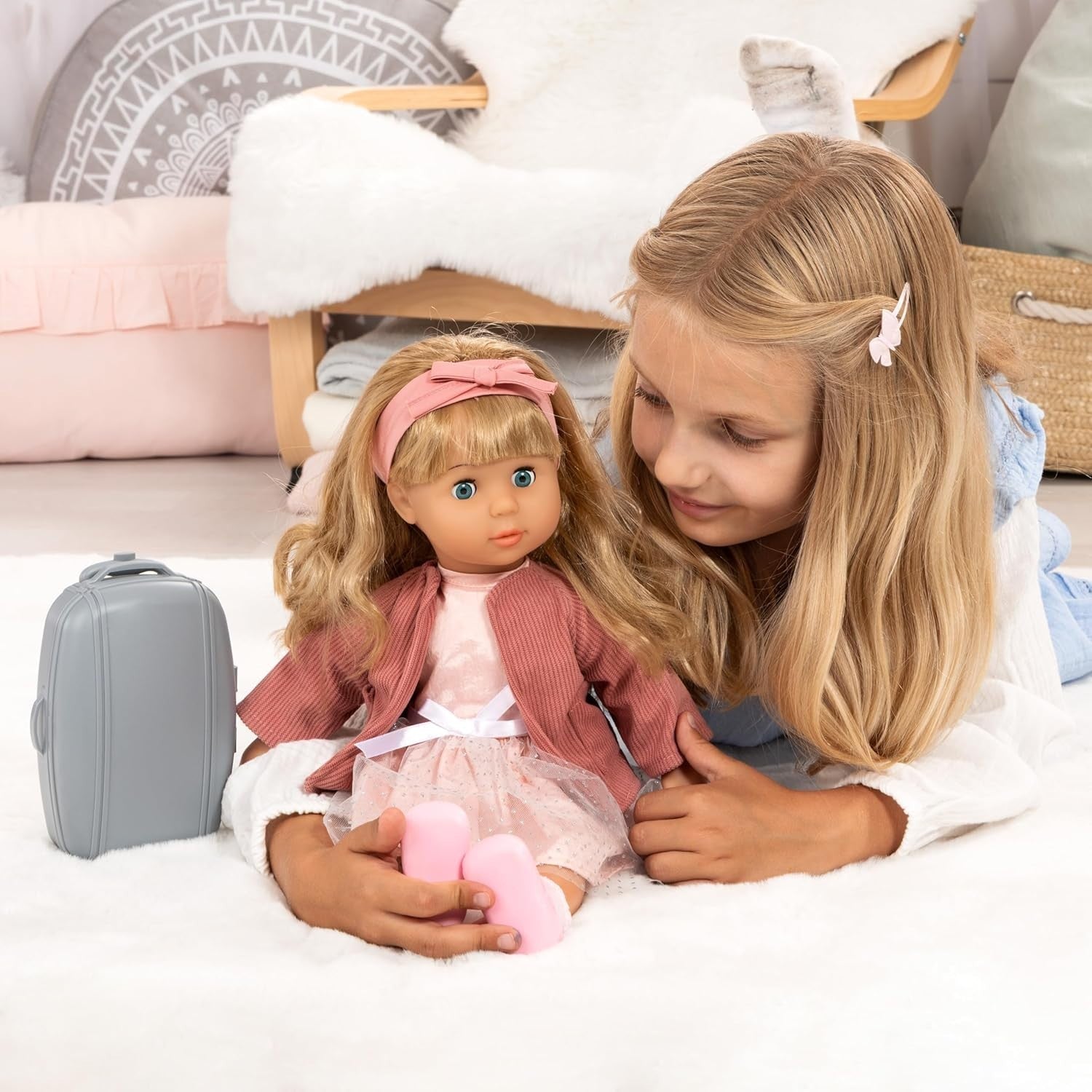 Interactive Baby Doll 46cm Soft Body Laughing Kissing Sounds Hair Play