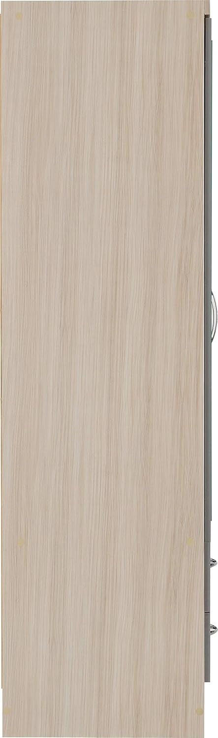 Grey Gloss 4 Door Wardrobe with 2 Drawers Large Storage Bedroom Closet