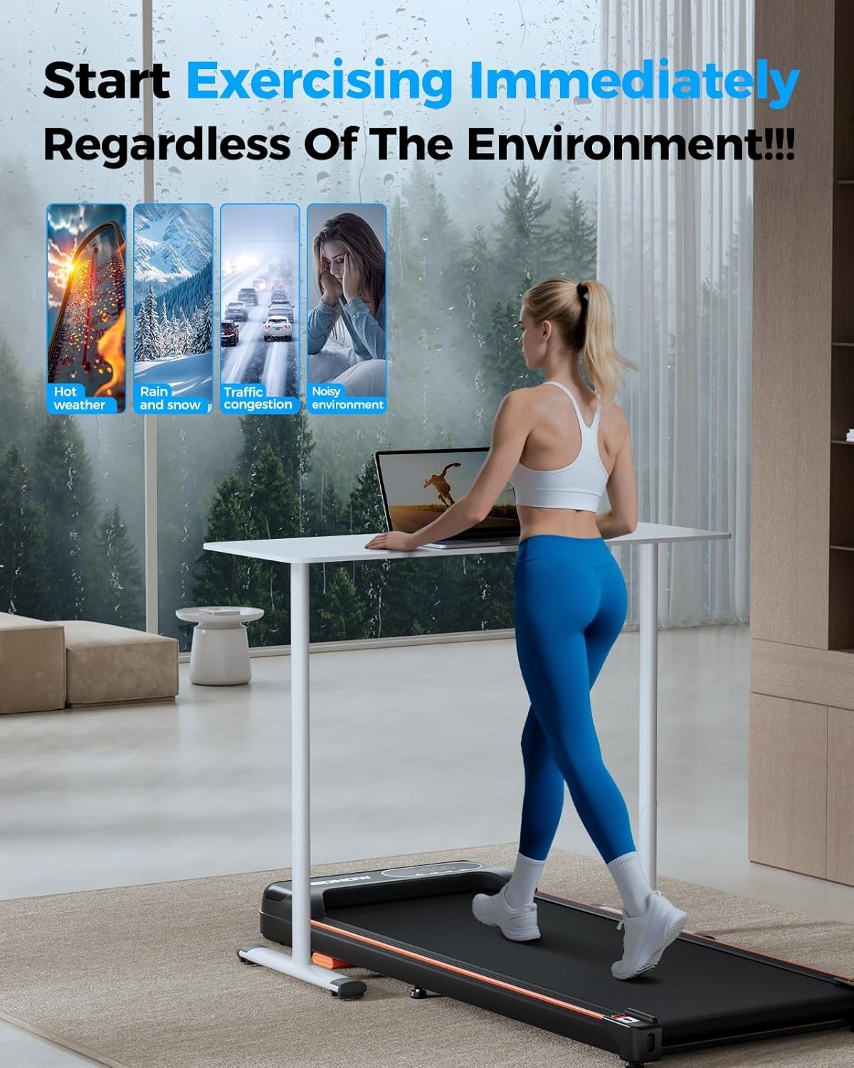 Under Desk Walking Treadmill 8% Incline 1-6 Km/H Home Office