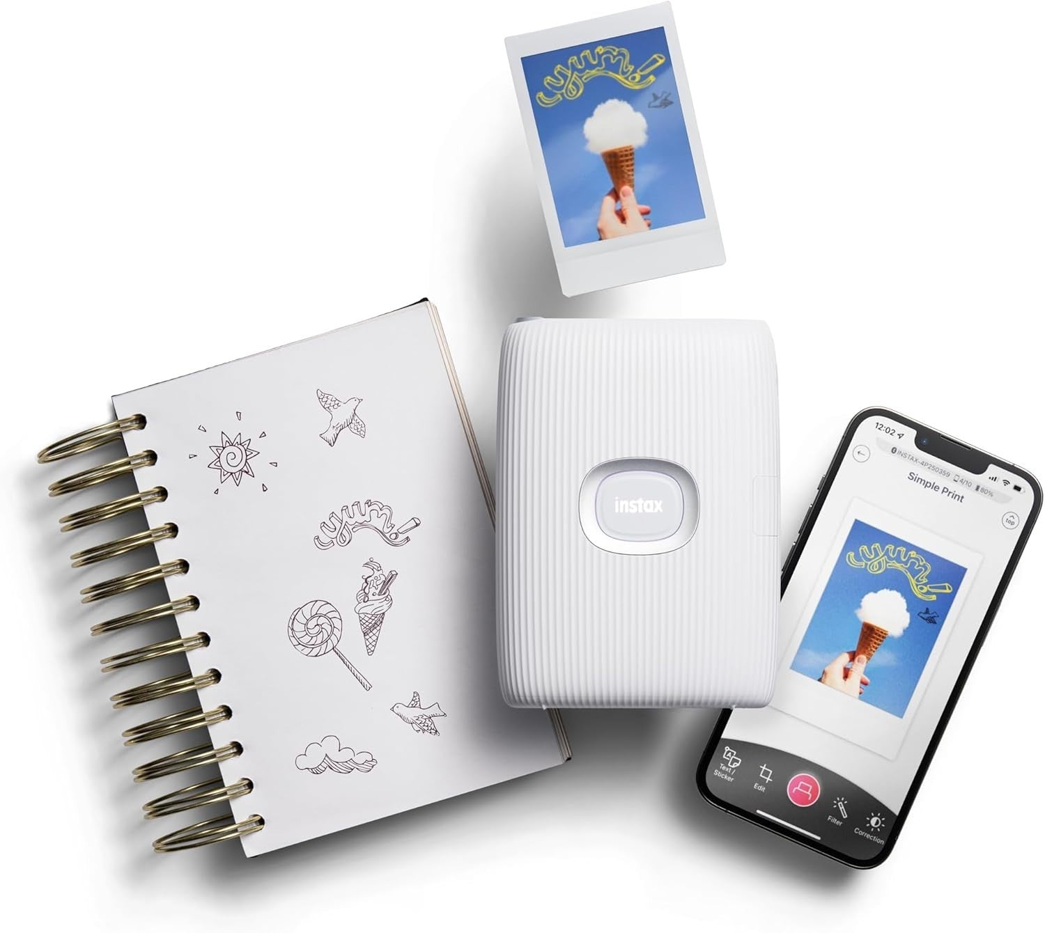 Portable Smartphone Photo Printer Bluetooth Instant Mini Prints White