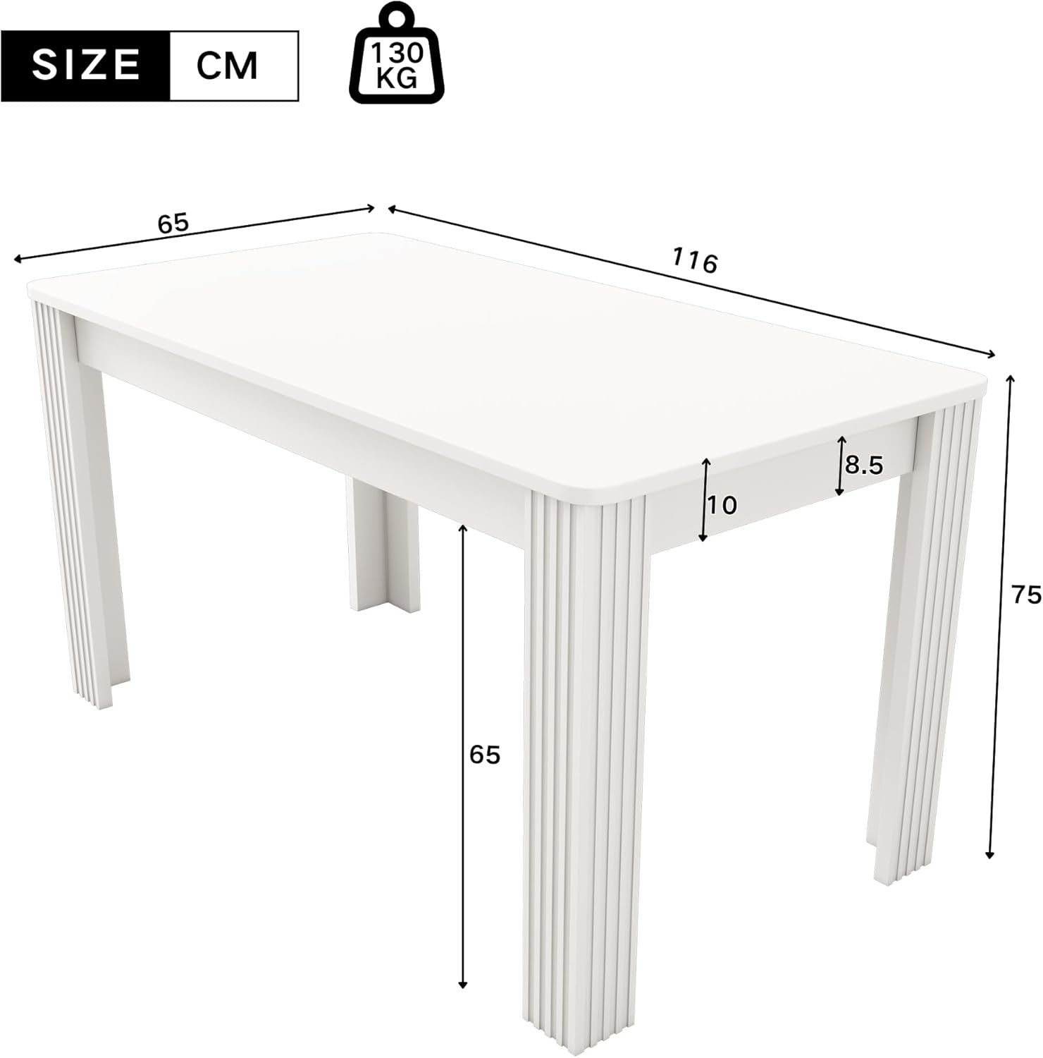 Modern White MDF Dining Table 4 Seater Kitchen Café Table 116cm Sturdy