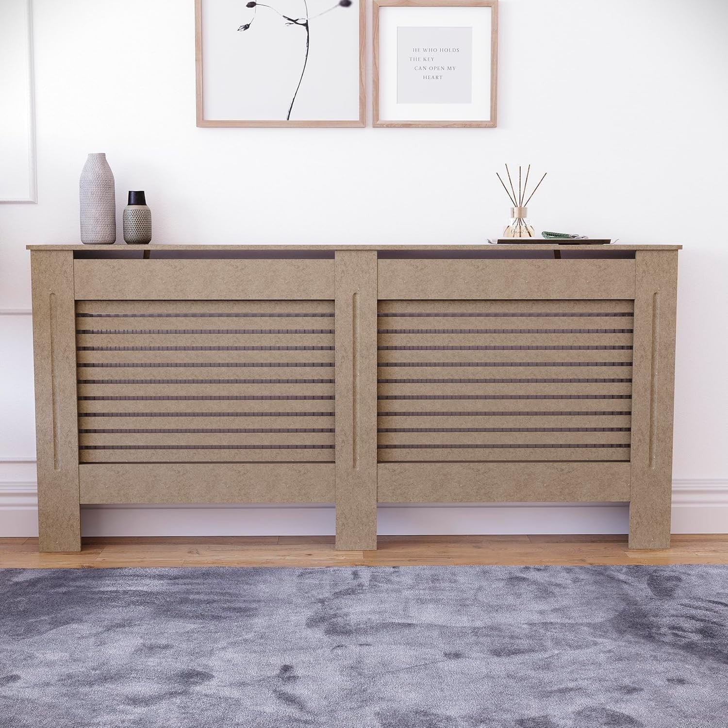 Extra Large Unfinished Radiator Cover MDF Modern Slatted Grill Customisable
