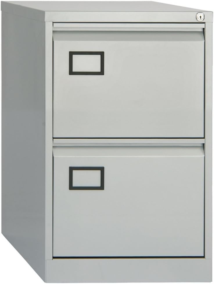 Goose Grey 2 Drawer Steel Filing Cabinet Lockable Under Desk Storage