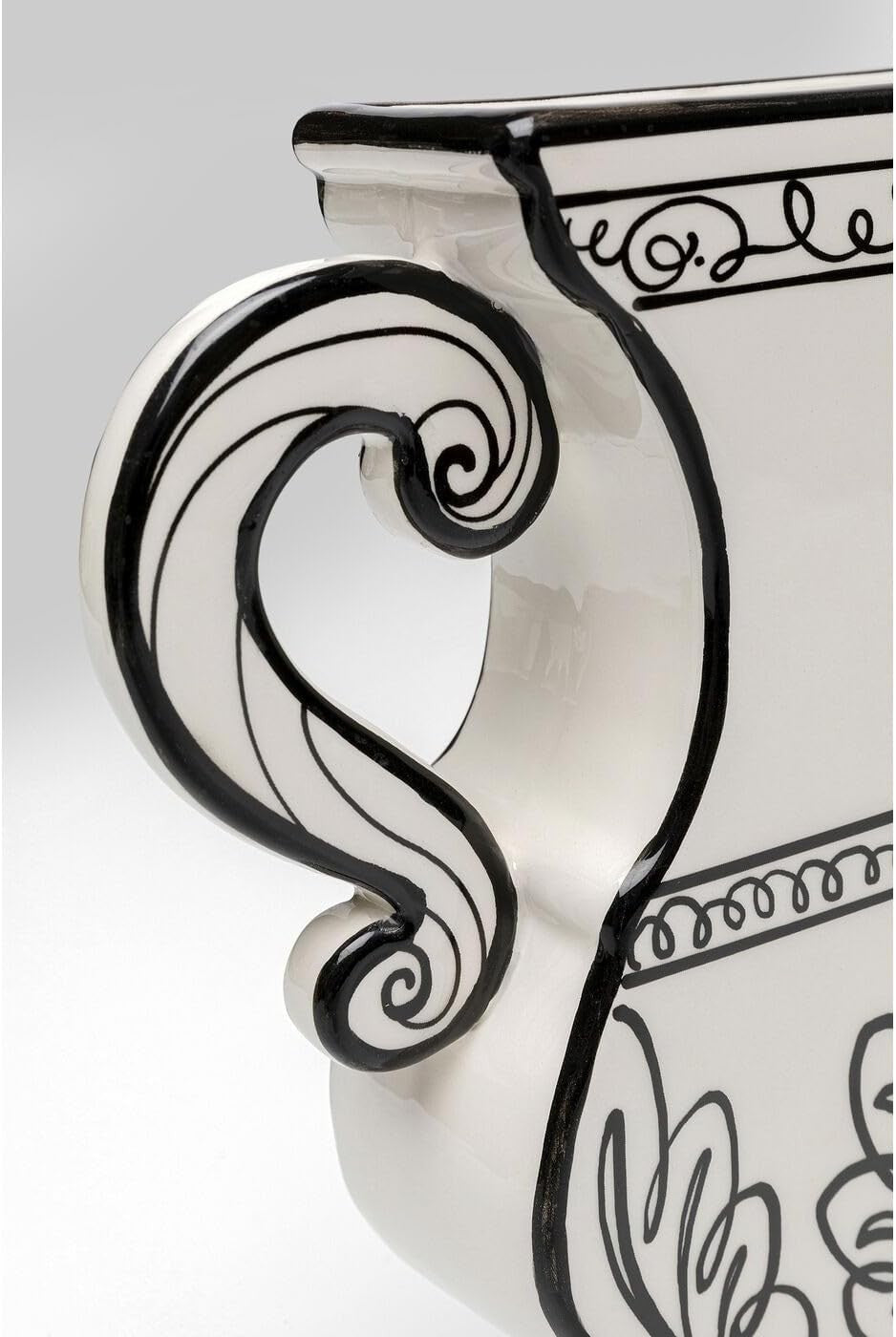 Antique Style Black White Ceramic Vase 23cm – Classic Table Flower Decor