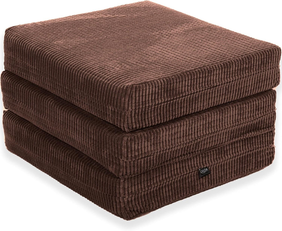 Z Bed Chair Futon Mattress Brown Fold Out Single Sofa Bed Footstool Seat