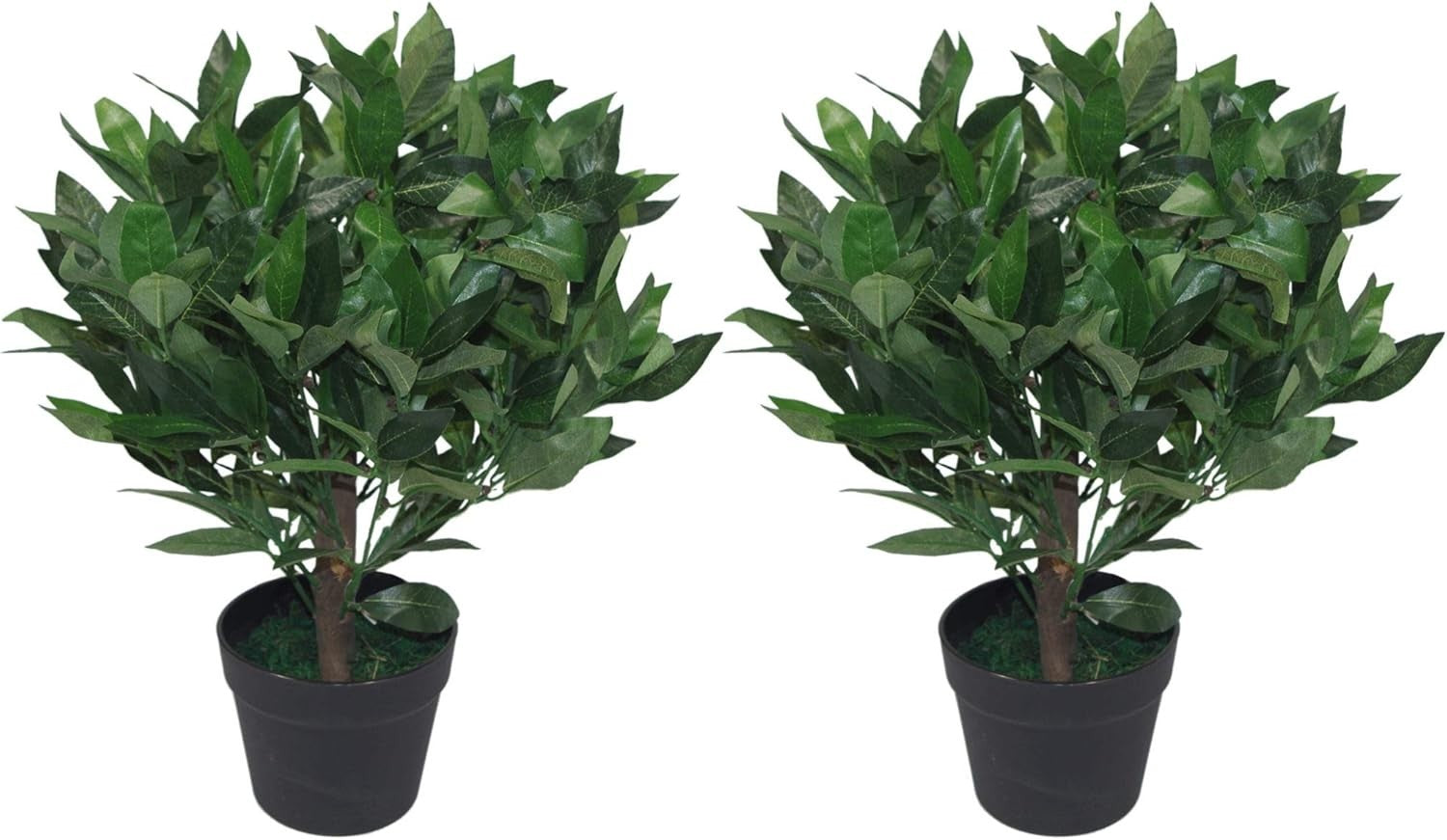 Pair of 50cm Bay Topiary Ball Trees Artificial Realistic Indoor Outdoor Decor