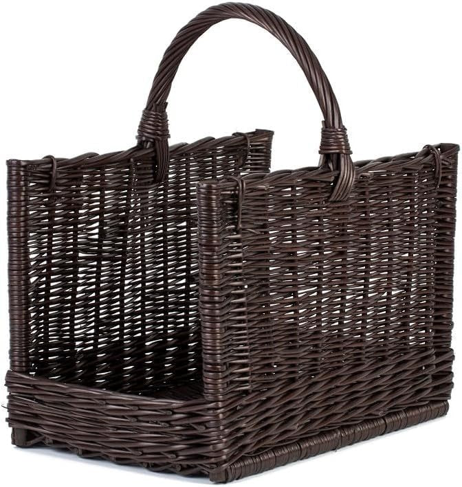 Rustic Wicker Log Basket with Handle – Indoor Firewood Storage 50x35x33cm