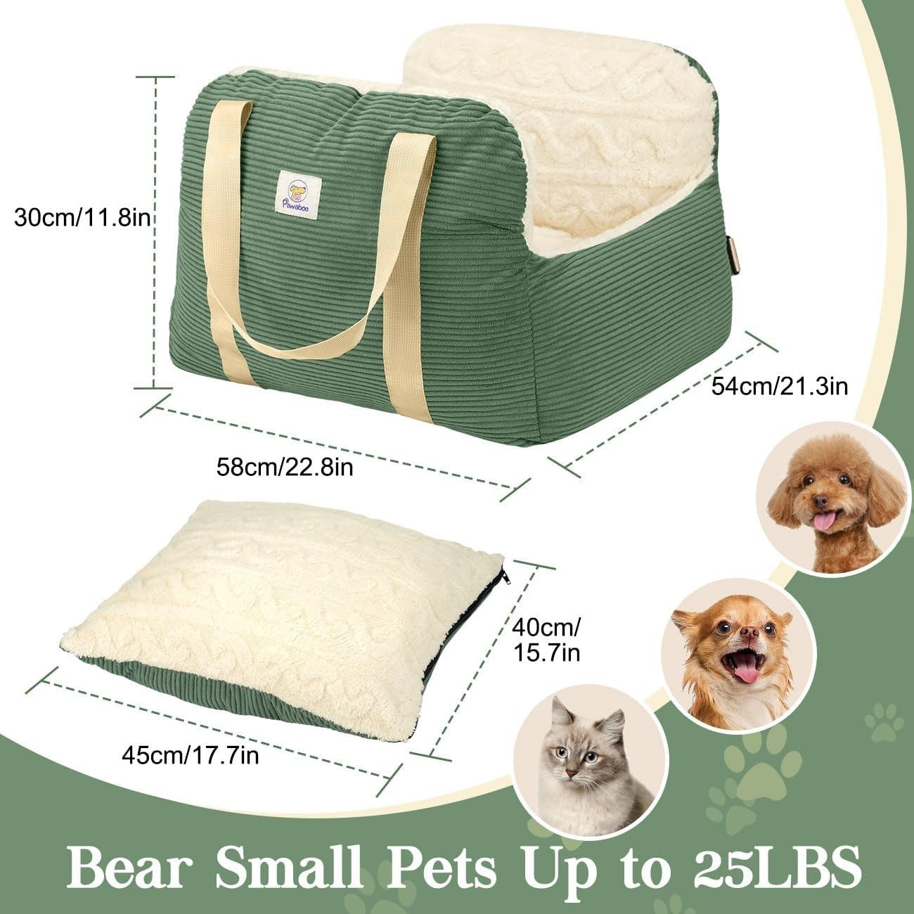 Memory Foam Dog Booster Car Seat Pet Travel Bed Safety Leash 25lb