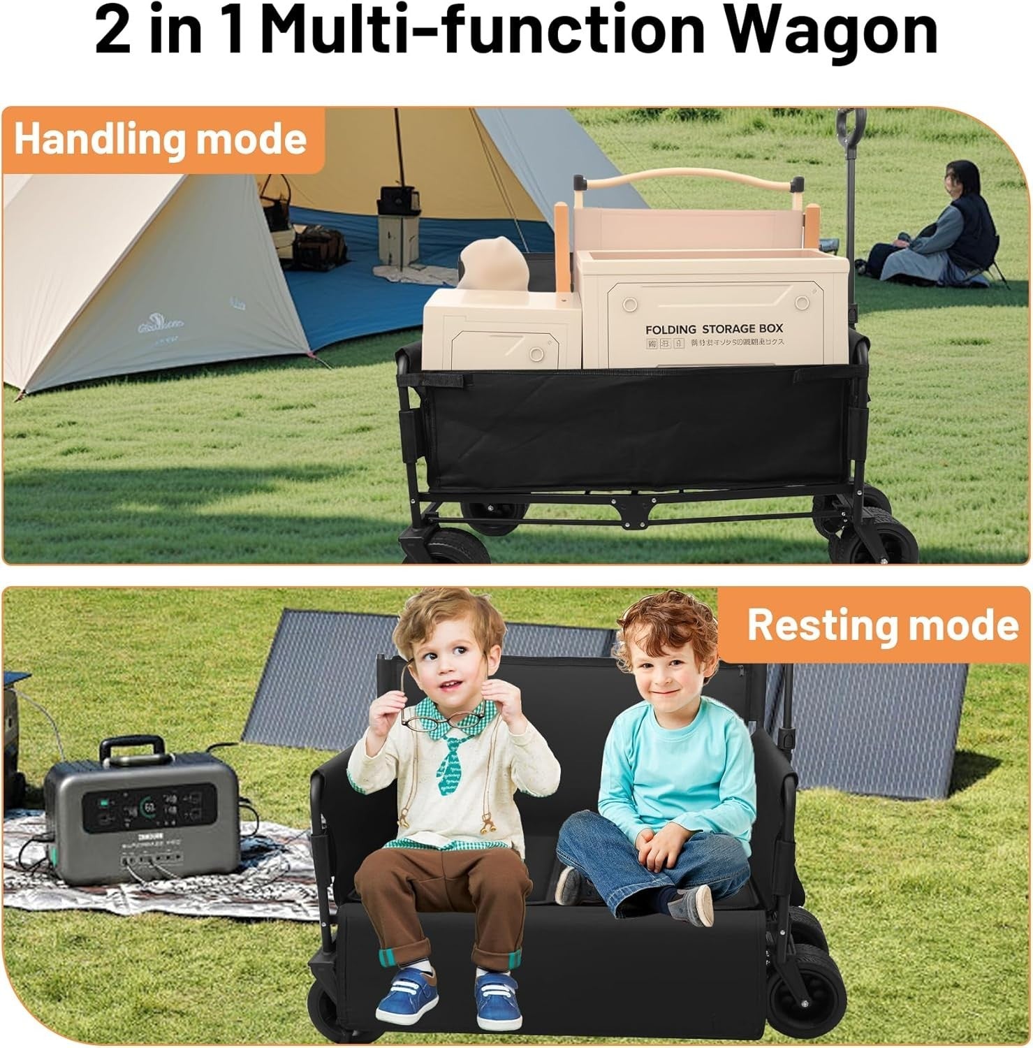 400lb Beach Wagon w/ Seats Heavy Duty Folding Festival Cart All-Terrain