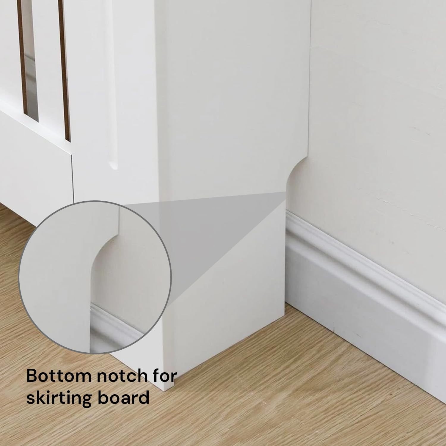 Medium Radiator Cover White Slat MDF Modern Heater Cabinet Shelf Space Saving