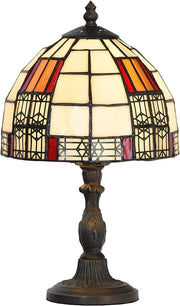 Stained Glass Tiffany Style Table Lamp with 8" Shade, Antique Look, 33cm High