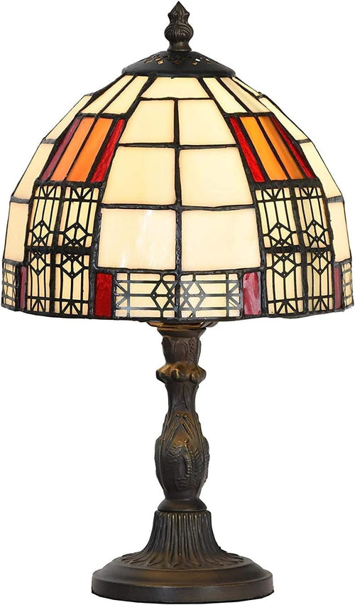 Stained Glass Tiffany Style Table Lamp with 8" Shade, Antique Look, 33cm High